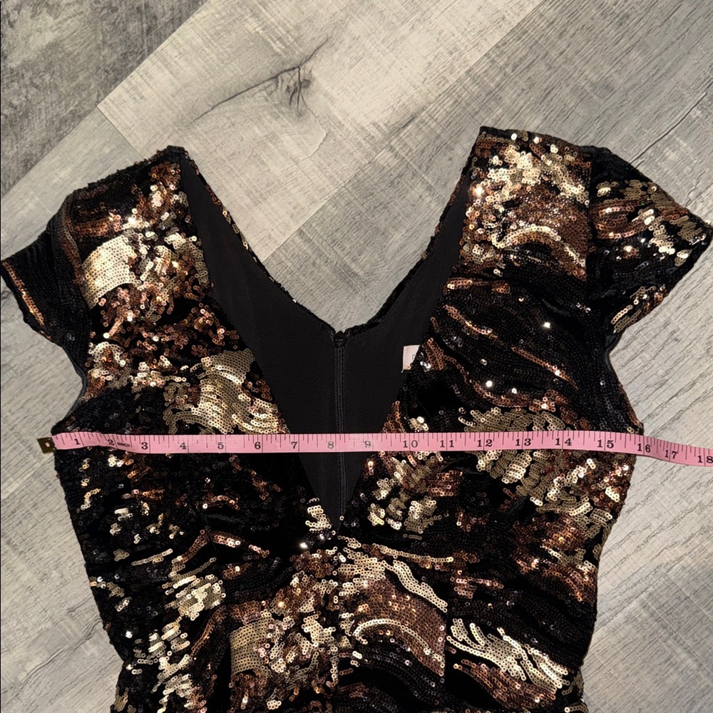 Dress the Population Metallic Black and Gold Midi Dress - Picture 9 of 14
